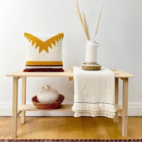 Perna, sardes punch pillow with İnsert, 43x43 cm, material: 20% in, 80% poliester, muștar / roșu / gri închis