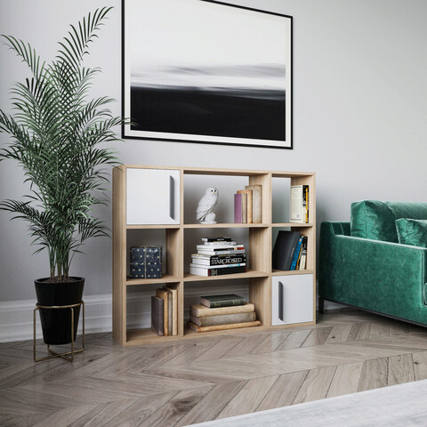 Corp biblioteca, retricy, randall, 120x25x93.6 cm, pal, stejar / alb