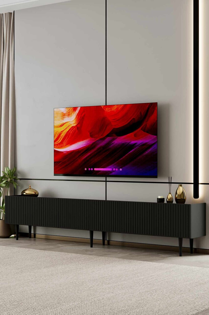 Comoda TV, Hanah Home, Capella 240, 240x50x29 cm, MDF, Negru - view 2