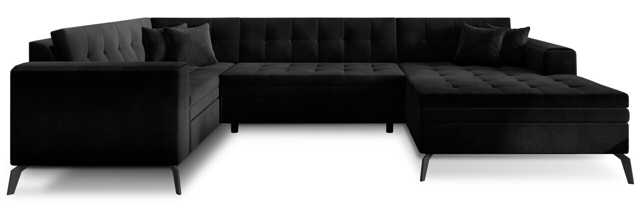 Coltar extensibil dreapta 5 locuri ELTAP, MON-RT-10LU, Montez, 340x180x93 cm, lemn/poliester, negru - view 2
