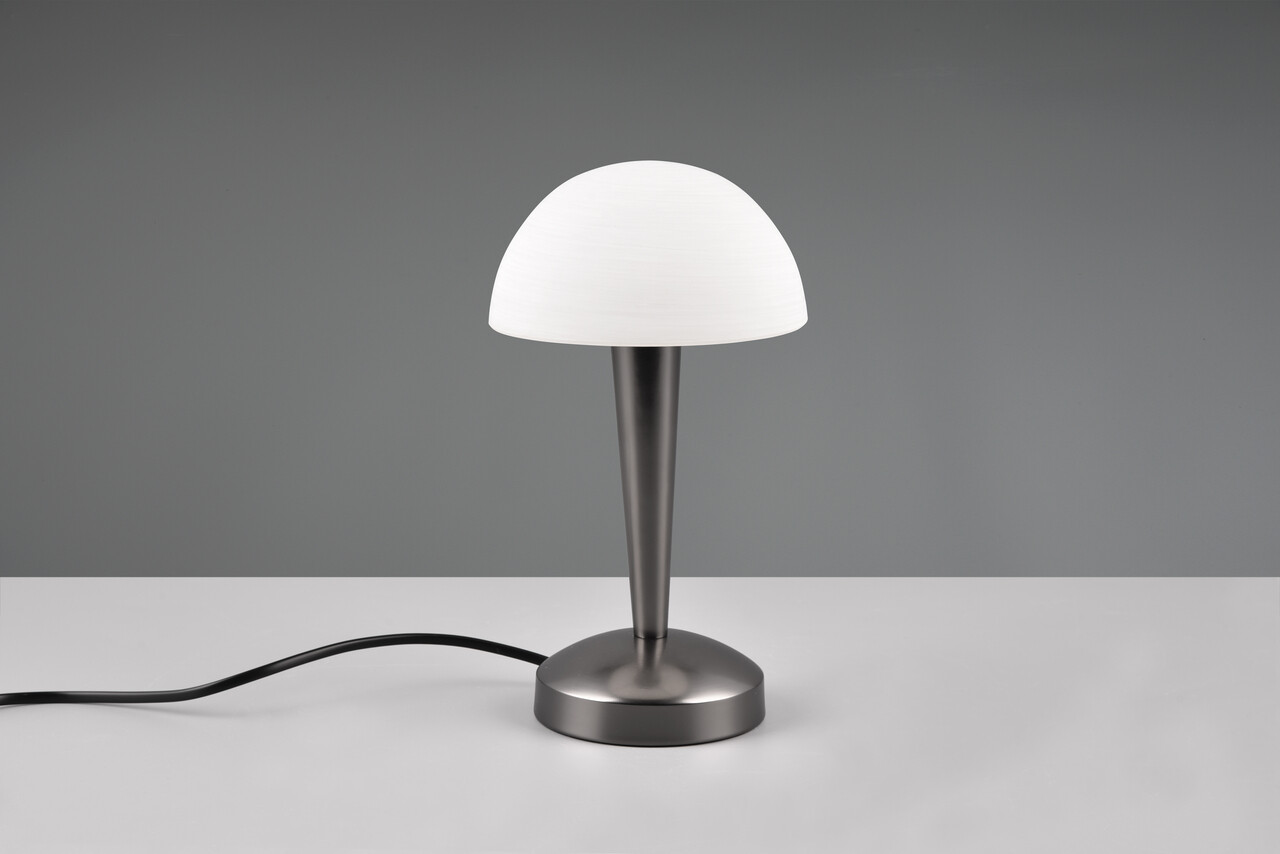Lampa de masa Canaria, RL, 15x26.5 cm, 40W, 1x E14, metal, argintiu/alb
