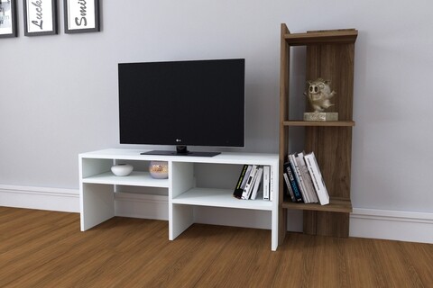 Mobilier living raffline, 2 corpuri, 136.8x29.5x100 cm, pal , alb/maro