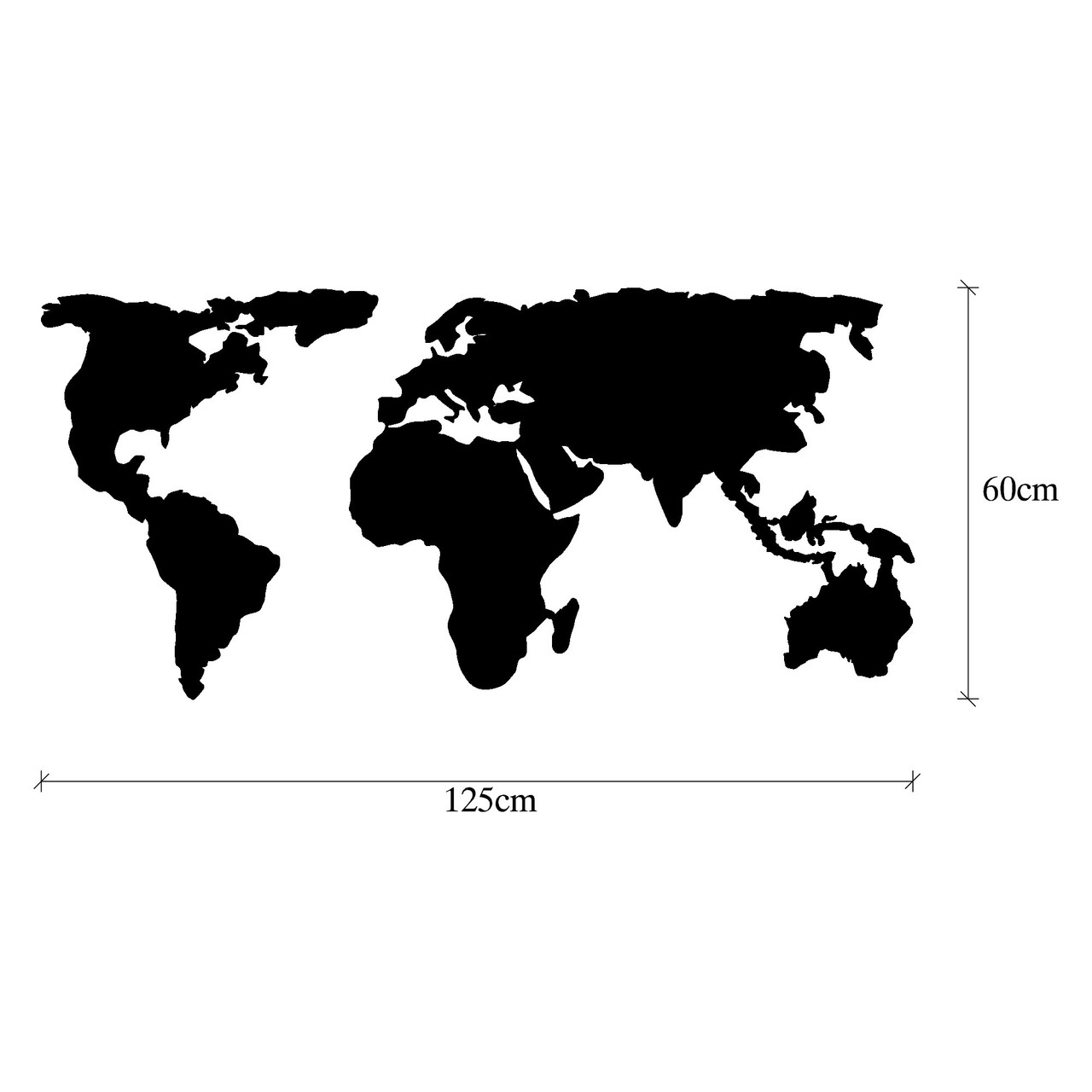 Decoratiune de perete, Dünya Haritasi 2, Metal, Dimensiune: 125 x 60 cm, Negru