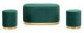Set bancheta si 2 taburete Shopy, Mauro Ferretti, 80x37x42 cm, 29x35 cm, fier/MDf/poliester, verde/auriu