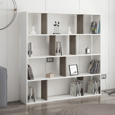 Corp biblioteca, Colman, Hodbi, 145.2x25x145cm, Alb / Wenge