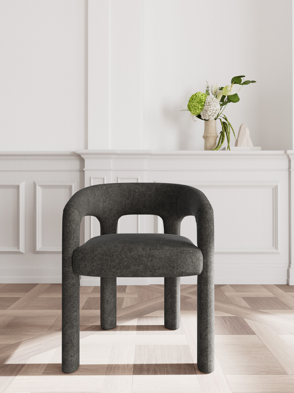 Scaun Cole, Actona, 58x55x76 cm, poliester/otel, gri inchis - view 5