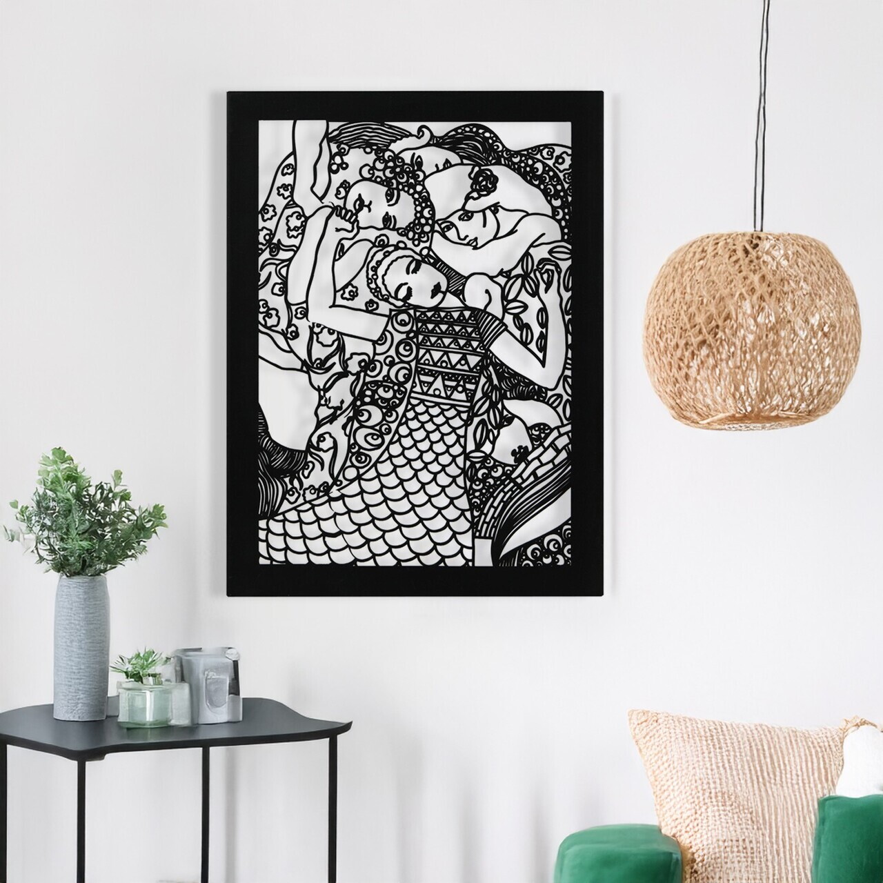 Decoratiune de perete, RT-AWD-003, Dimensiuni: 58,5 x 41 cm, Negru