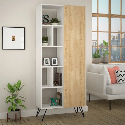 Corp biblioteca, decortie, jedda bookcase, 79x190x32 cm, stejar alb
