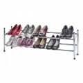 Suport extensibil pentru 10 perechi de pantofi Wenko, 23 x 62 x 35 cm, metal/polipropilena, gri cromat