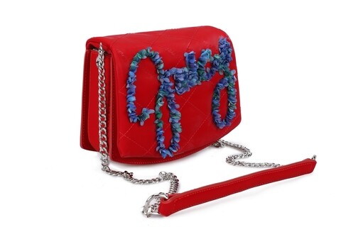 Geanta juicy couture 384, 18x6x15 cm, piele ecologica, rosu claret