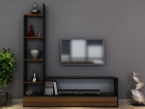 Comoda tv akel, gauge concept, 152x30x169 cm, pal, aluna/negru