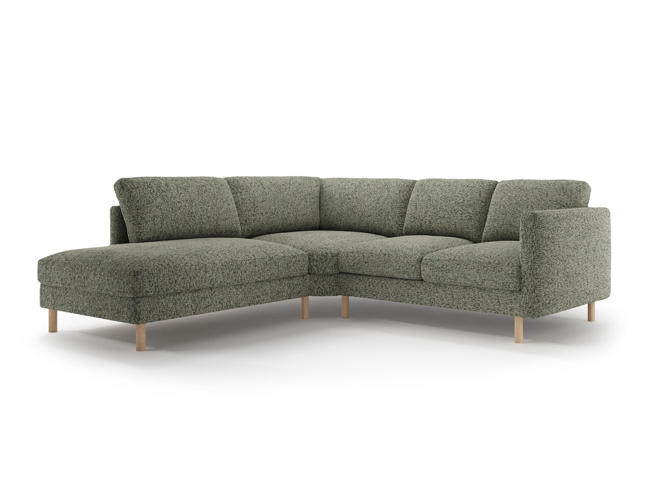 Coltar stanga 4 locuri, Eden, Micadoni Home, 267x234x90 cm, tesatura structurata, verde muschi melanj Colțare 2
