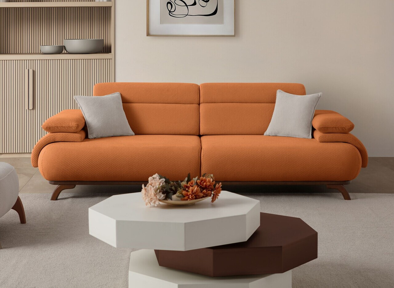 Canapea 3 locuri, Atelier del Sofa, 752EST1154, Lemn de carpen/PAL melaminat, Caramiziu - view 2
