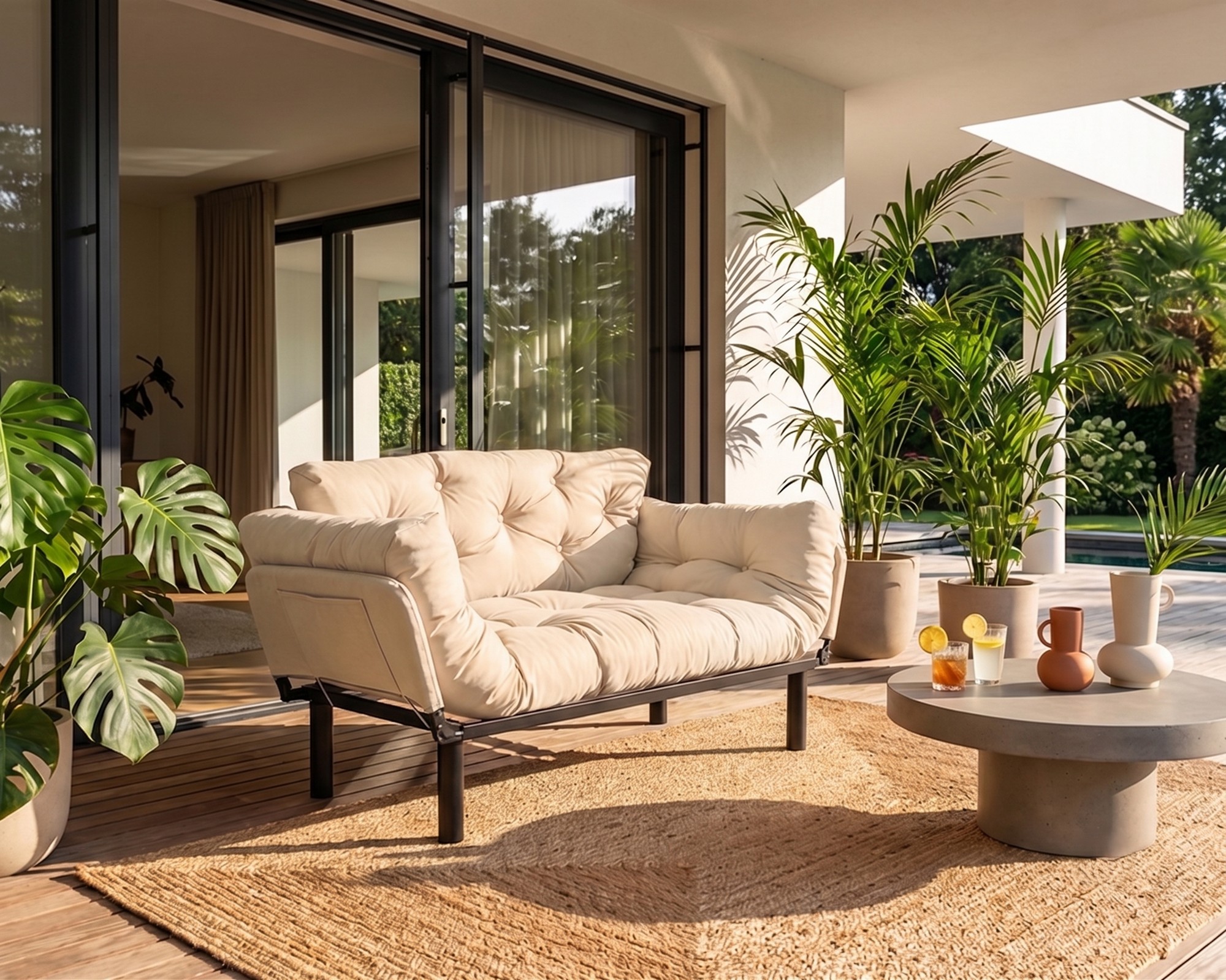 Canapea extensibilă de grădină cu 2 locuri, Atelier del Sofa, 859FTN2911, Bej