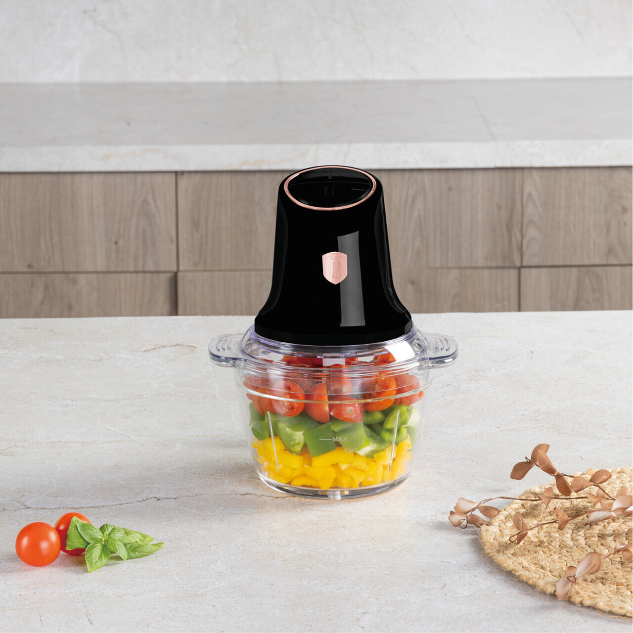 Tocator legume Berlinger Haus, Black Rose, 500W, sticla/plastic, negru/transparent - imagine 3