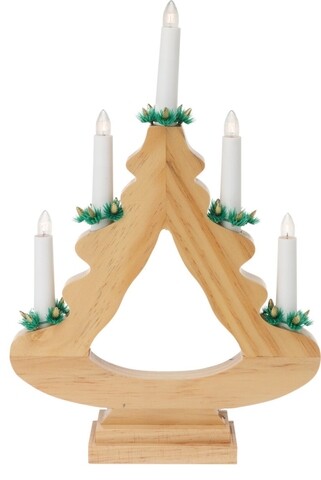 Decoratiune luminoasa Candle Tree, 27.5×6.5×39.5 cm, 5 LED-uri, lemn