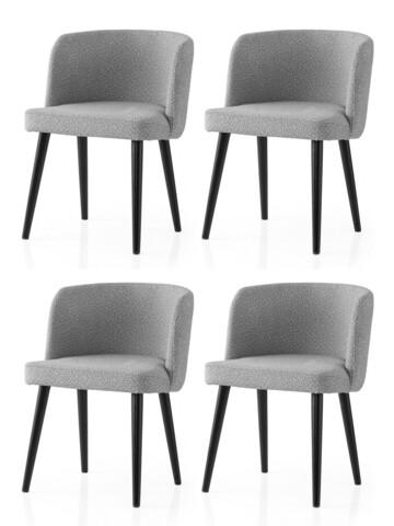 Set scaune 4 piese, Nmobb, Soft, Negru / Gri deschis