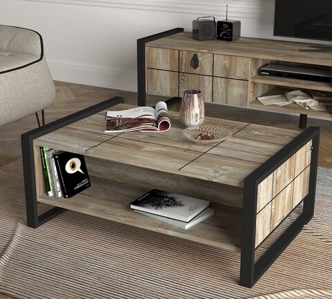 Masuta de cafea Lost, Tera Home, 94,4×64,5×38 cm, aluna/negru 944x645x38