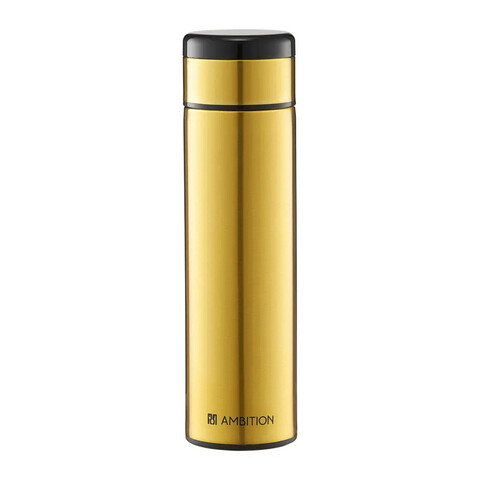 Termos din inox cu indicator lcd pentru temperatura indi, ambition, 23.5 x 6.5 cm, 420 ml, inox, auriu