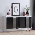 Consola, Mod Design, PEETA, 140x94x40 cm, PAL, Alb/Negru