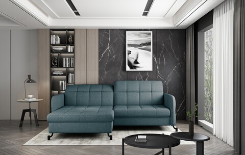 Coltar extensibil stanga 3 locuri ELTAP, Lore-44, Lorelle, 225x160x105 cm, lemn/poliester, albastru