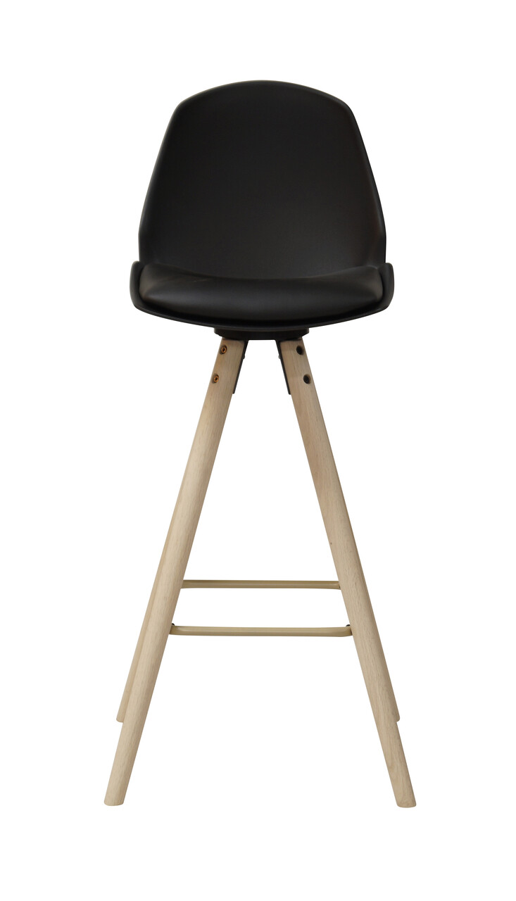 Scaun de bar Oslo, Actona, 46.5x49x105.5 cm, piele ecologica/otel, negru - view 2