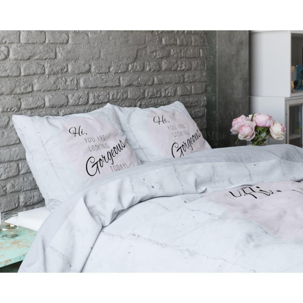 Lenjerie De Pat Dubla Pure Gorgeous Grey, Dreamhouse, 3 Piese, 100% Bumbac, Gri