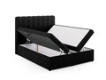 Pat continental cu saltea, topper si lada depozitare, 160x200 cm, Micadoni Home, Kelp-138, tesatura structurata chenille, negru