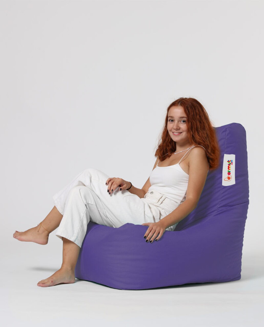 Fotoliu Puf, Bean Bag Ferndale, Diamond, 60 X 90 Cm, Poliester Impermeabil, Mov