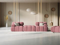 Canapea modulara 3 locuri, Bellis-51, Micadoni Home, 188x188x70 cm, catifea, roz