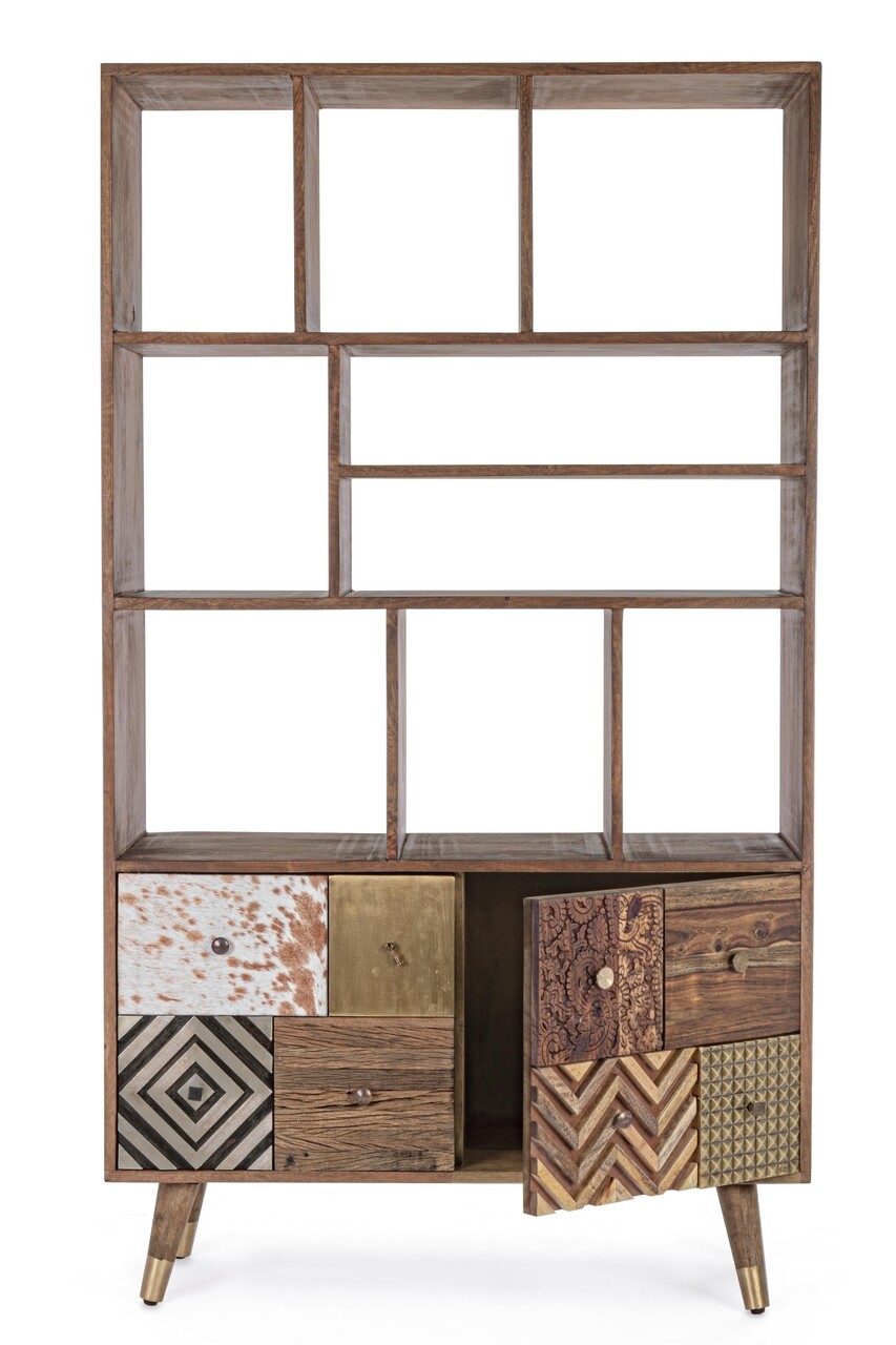 Biblioteca Dhaval, Bizzotto, 100x40x175 cm, lemn de mango/MDF - 1 | YEO
