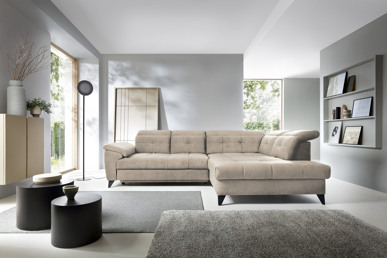 Coltar extensibil dreapta 5 locuri ELTAP, RT-20REL, Inferne, 297x210x107 cm, lemn/poliester, bej