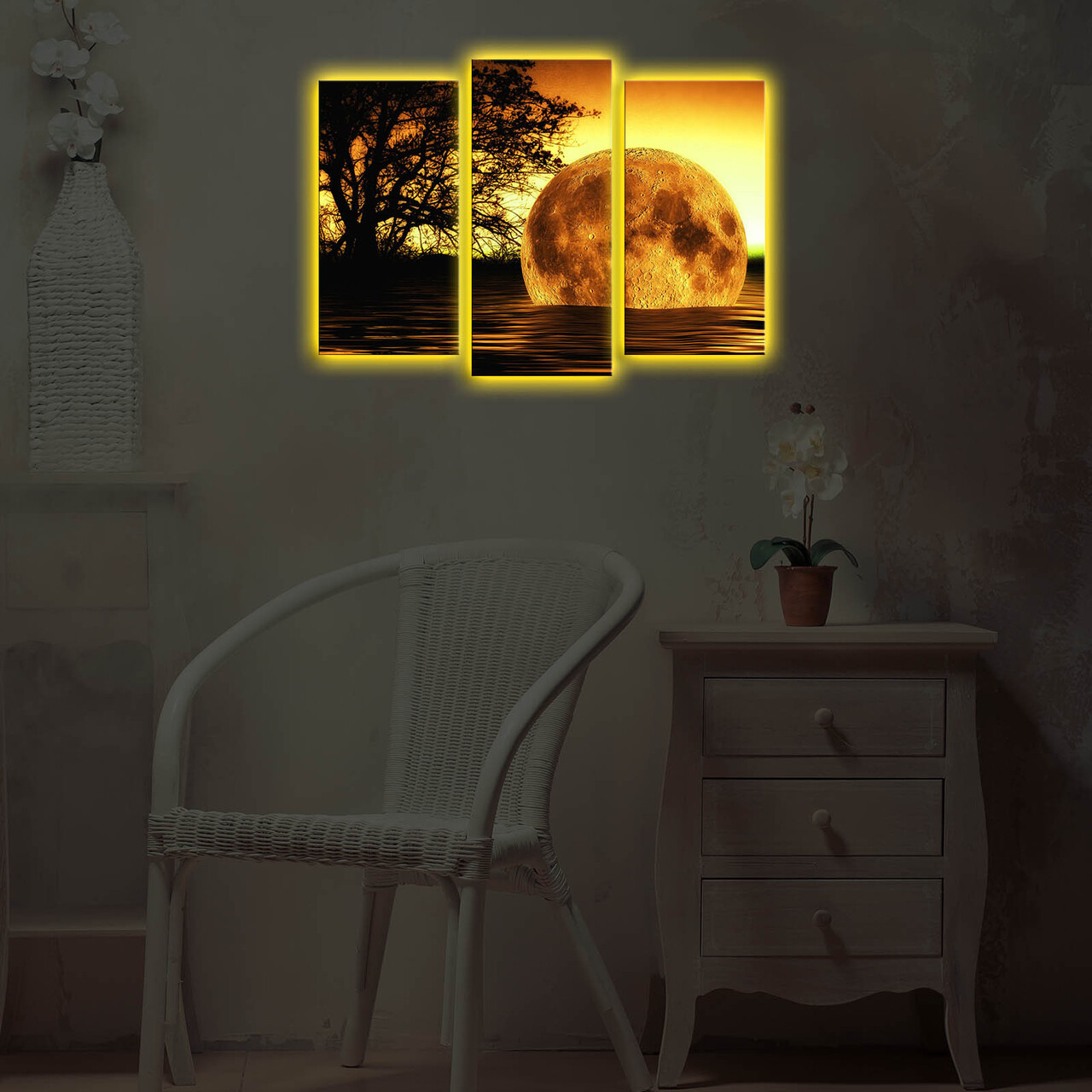 Set 3 tablouri decorative cu lumina LED, 3PATDACT-26, 20 x 39 cm, 2 piese, Multicolor - view 3