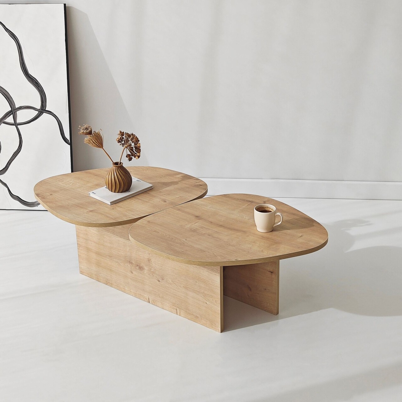 Masuta de cafea, Hanah Home, Stones, 125x38x60 cm, Maro - view 6