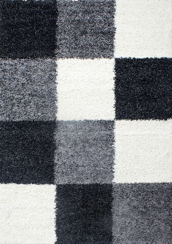 Covor Shaggy Louis, Decorino, 80x150 cm, polipropilena, alb/negru