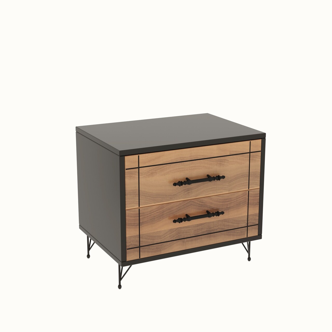 Noptiera, Kalune Design, Night, 50x55x40 cm, PAL, Nuc / Negru - 1 | YEO
