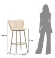Set 2 scaune de bar Alaska -B, Mauro Ferretti, 55x58x106 cm, fier/poliester, crem