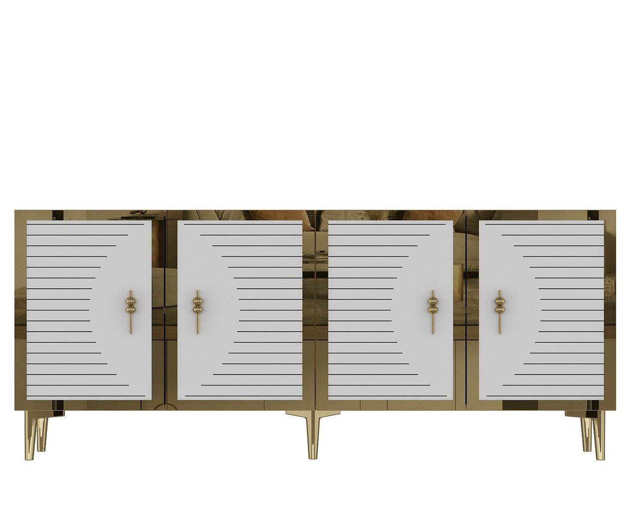 Consola, Hanah Home, Tuna 180, 180x75x32 cm, PAL , Stejar Safir / Alb / Auriu - view 3