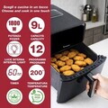 Friteuza digitala cu aer cald Mirabella, Beper, 1800W, 9L, 37x30x32 cm, 12 programe, negru