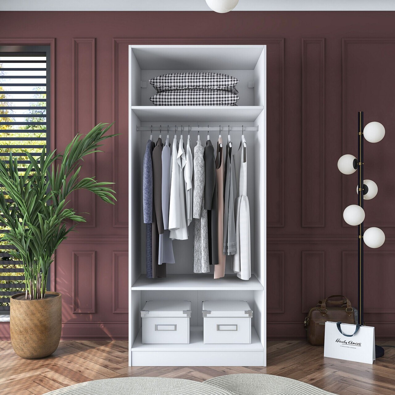 Dulap pentru haine, Hanah Home, BA161, 90x210x57.5 cm, PAL melaminat, Alb - view 7