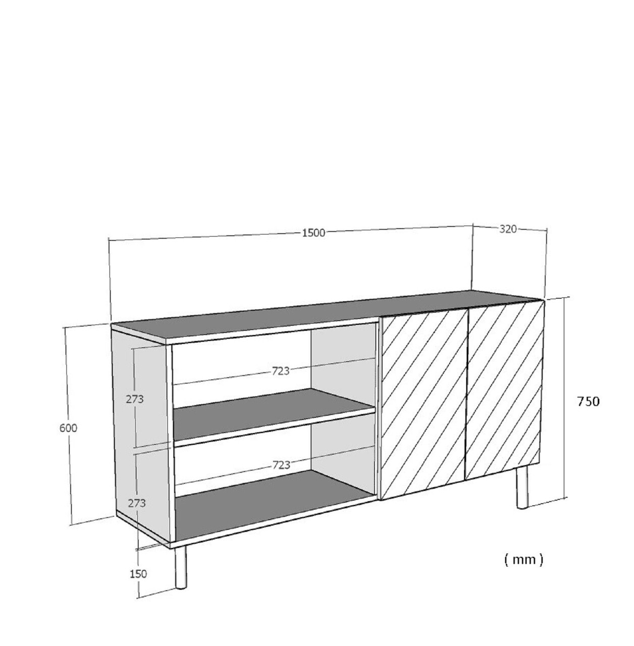 Consola, Hanah Home, Meyra 150, 150x75x32 cm, PAL , Alb/Auriu