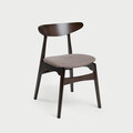 Scaun Eroso, Homla, 48x55.5x74.8 cm, poliester/lemn, maro inchis/bej