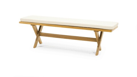 Bancuta, My Interior, Nore, 160 x 48 x 44 cm, lemn Iroko/textil, maro/crem