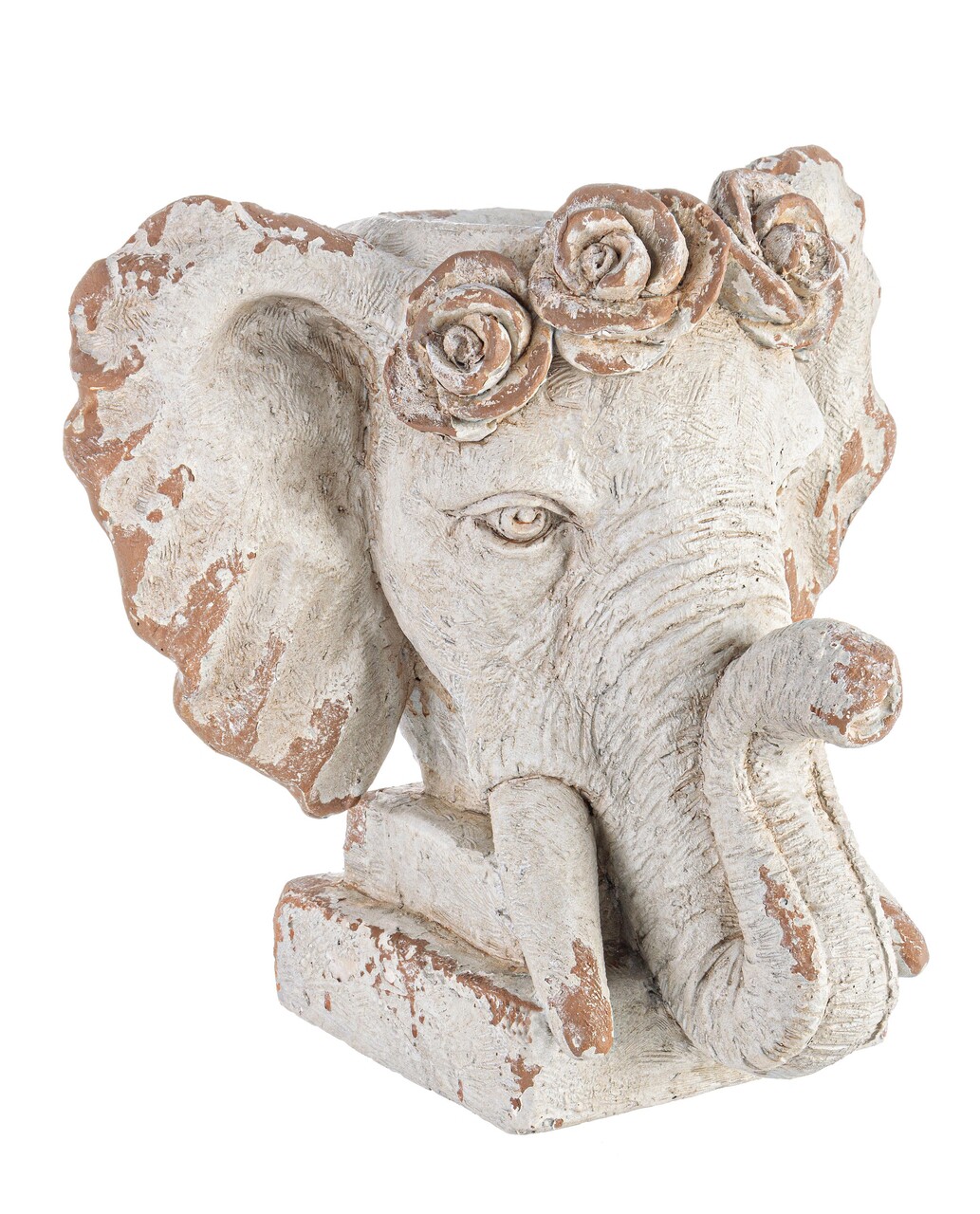 Vaza / Ghiveci de exterior Elephant Head, Bizzotto, 48 x 38 x 43 cm, magneziu