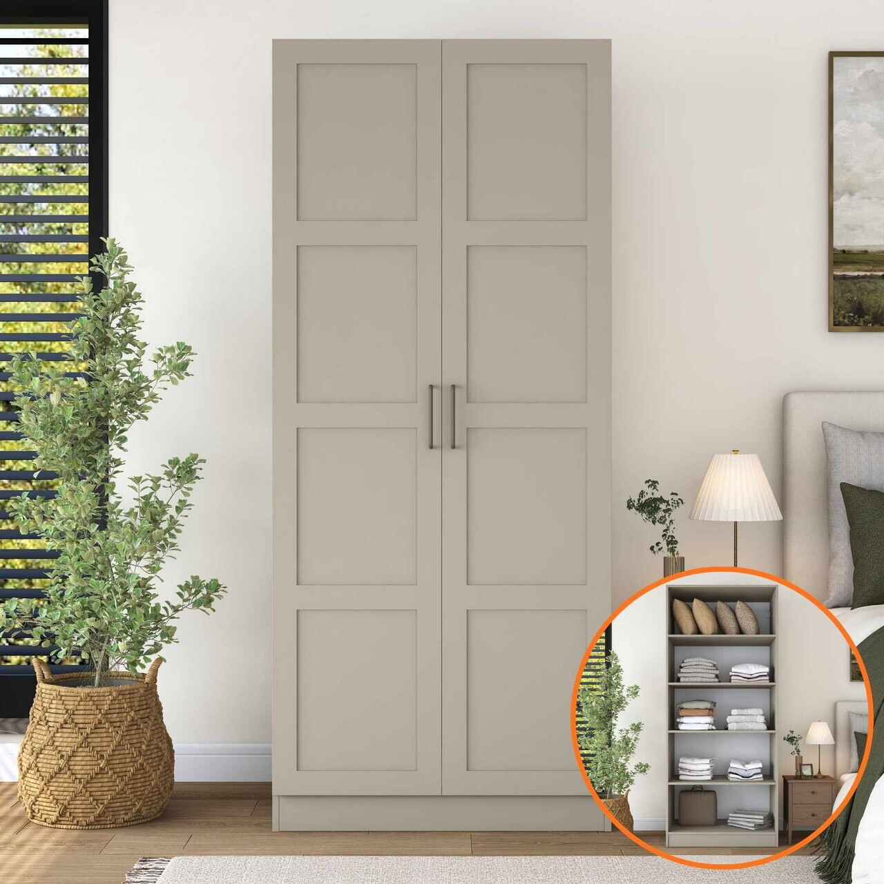Dulap pentru haine, Hanah Home, BA274, 90x210x57.5 cm, Gresie — imaginea 2