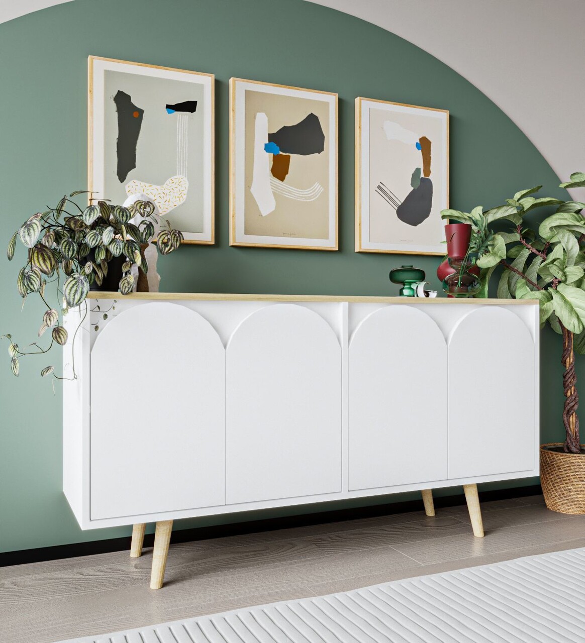 Consola, Hanah Home, Venezia 150, 150x80x45 cm, PAL, Stejar Safir / Alb - view 2