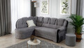 Coltar extensibil stanga 3 locuri ELTAP, L-049, Lord, 243x180x112 cm, lemn/poliester, gri/negru