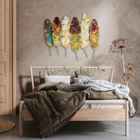 Decoratiune de perete, leaves v11, metal, dimensiune: 107 x 88 cm, multicolor