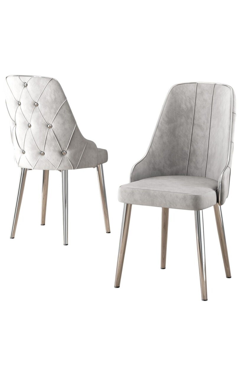 Set scaune 2 piese, Hanah Home, Krax, Gri/Crom — imaginea 2