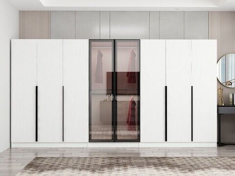 Dulap pentru haine, Hanah Home, Nisa, 360x210x52 cm, Alb